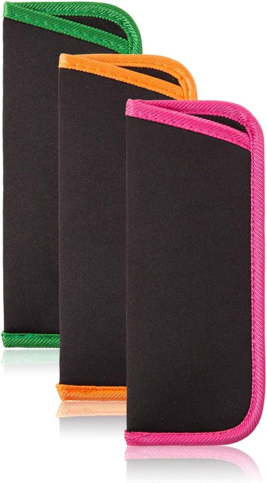 TRIUMPH VISION 3 Pack Reading Glasses Pouch Soft Case Eyeglass Sleeve Slim | Alternative to Bulky Case in bag, Lightweight Lined Padded Protect Optical lens Slip in, Cute Pattern Portable for Daily Use