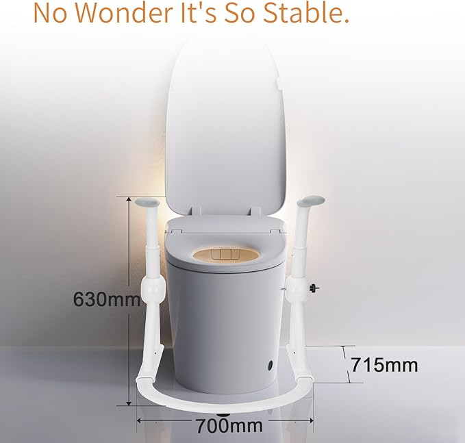 Toilet Safety Rails for Elderly Handicap- 400 lbs Capacity Adjustable Safety Frame with Foldable Armrests