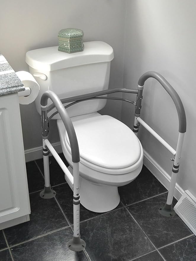 Vaunn Medical Deluxe Adjustable and Foldable Toilet Safety Frame, Bathroom Handrail Assist Grab Bar Handle