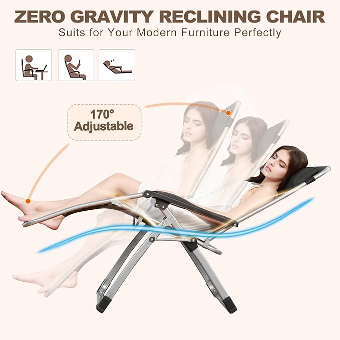 Comfy Folding Recliner Chair -Bedroom Living Room Chairs | Patio Lounge Chair with Removable Cushion for Indoor Outdoor
