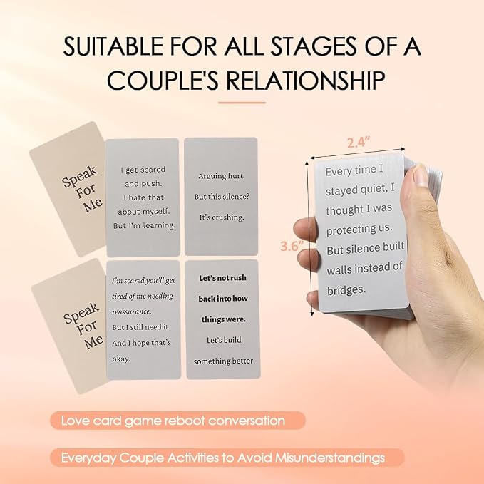 Conversation Cards for Couples Games - 54PCS Speak For Me Relationship Card Game for After Fights, Conflict & Silence - Meaningful Couples Gifts | Anniversary | Wedding | Date Night Ideas to Reconnect