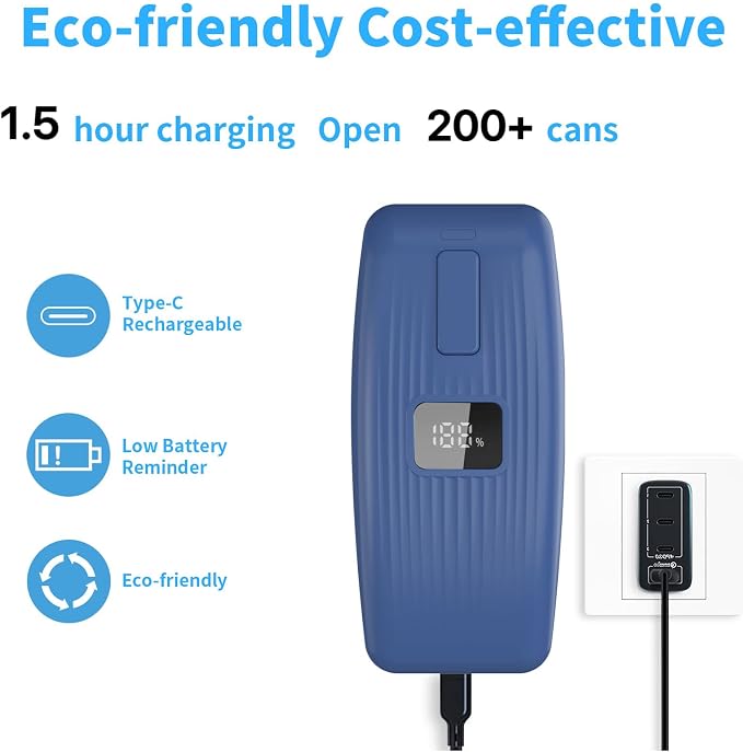 Electric Can Opener with LED Display, Can Opener Electric for Seniors | One-Touch USB Rechargeable Battery Automatic Can Opener for Kitchen or Arthritis, Hands-Free, Smooth Edge, Compact, Cordless