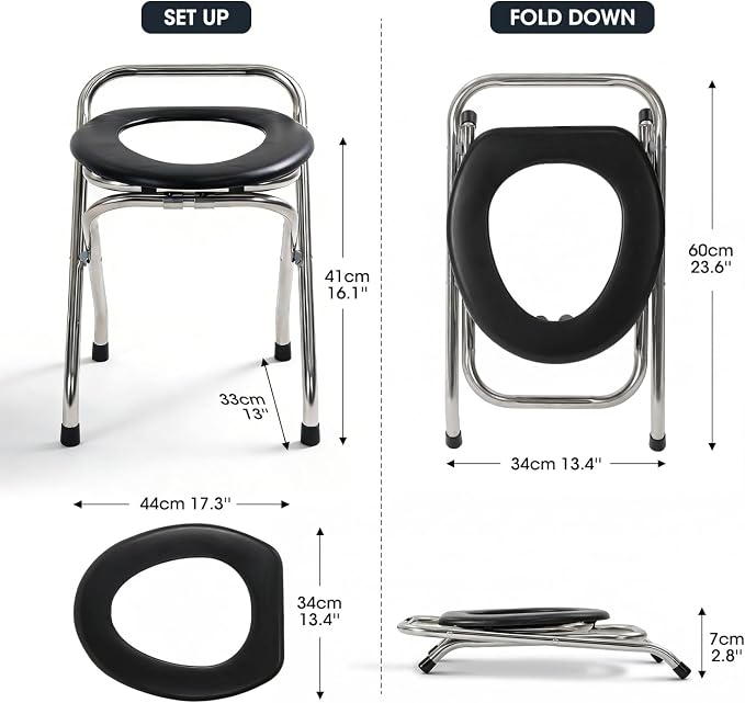 MOON LENCE Portable Toilet for Camping Travel Toilets Potty for Adults, 350LBS Capacity with 50 Toilet Bags, Paper Holder Design for Outdoor Indoor Car Hiking Hunting Beach
