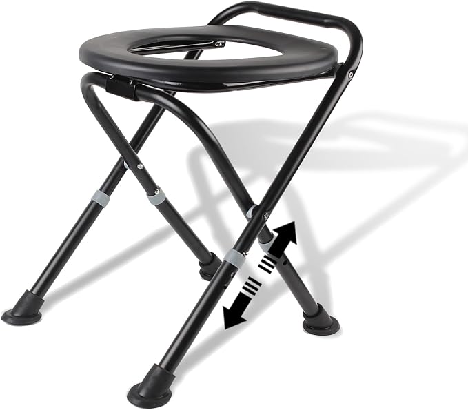 Upgraded Portable Toilet, Height Adjustable Camping Toilet Portable Potty for Camping, Hiking, Road Trip, Car, RV, Tent, Beach, Truck Drivers