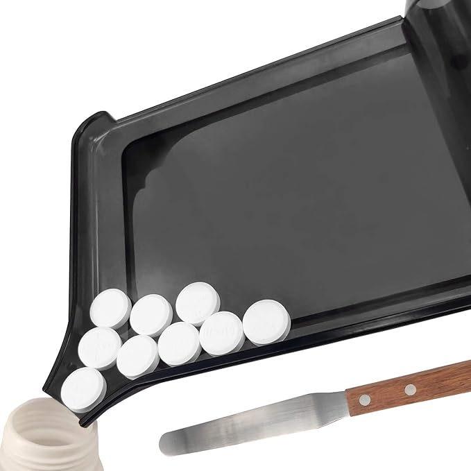 Medarchitect Right Hand Pill Counting Tray with Spatula (Black - Wood Handle)