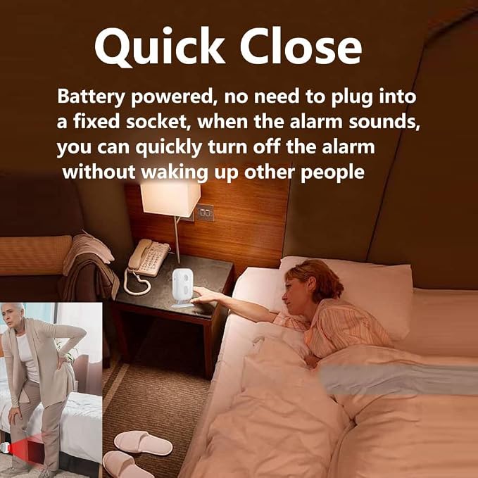 Upgraded Bed Sensor Alarm and Fall Prevention for Elderly Adults, Wireless Motion Detector for Seniors Caregiver Motion Sensor Alarm Indoor for Dementia