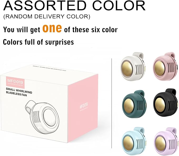 Portable Clip-On Fan, Mini USB Rechargeable 360° Rotatable Fan, Personal Fan 3-Speed Silent Mini Bladeless Fans (Assorted Color(Random Delivery One Color))