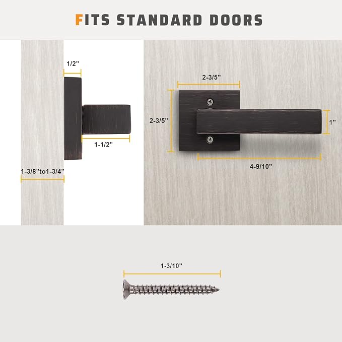 KNOBWELL 6 Pack Single Sided Heavy Duty Dummy Door Handle Door Leversets, Dummy Lever for Both Right/Left Handed Doors, Oil Rubbed Bronze Finish 0.93 lb One Lever