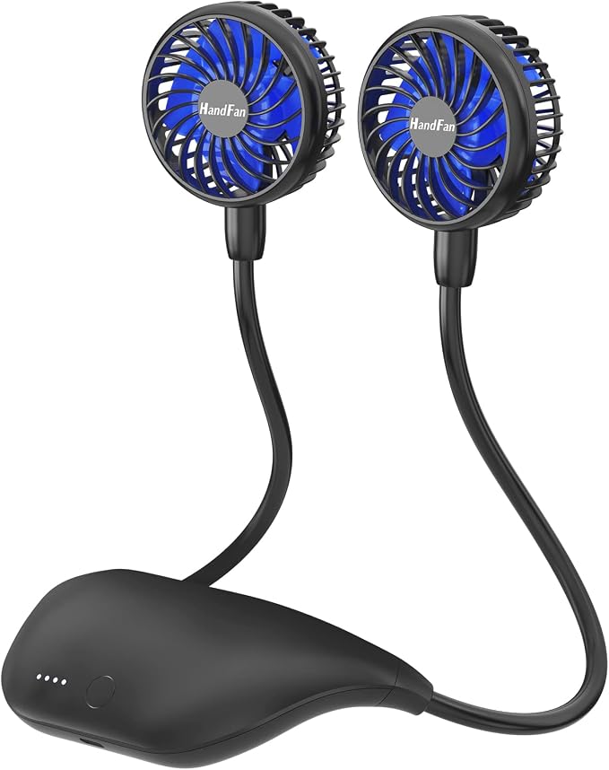 HandFan 10000mAh Neck Fan, 360° Rotation Hands Free Portable Fans for your Neck, 48h Lasting Rechargeable Battery Operated Wearable Necklace Personal Cool Fans for Travel/Disney/Sports/Cycling/Hiking