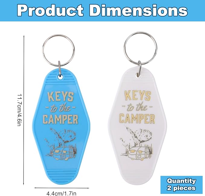 Mikovivi 2pcs Camping Keychain, Plastic Camper Keychain Holder RV Accessories for Men & Women, Thoughtful Gifts