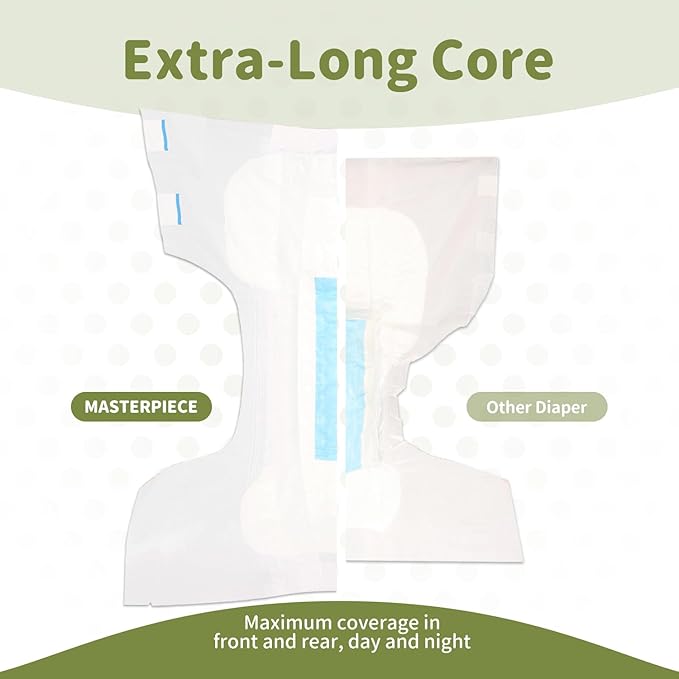 SUNKISS Masterpiece Adult Diapers with Tabs, Unisex Disposable Incontinence Briefs for Women and Men, Odor Control, White, Large/XLarge, Previously Large, 40 Count (4 Packs of 10)