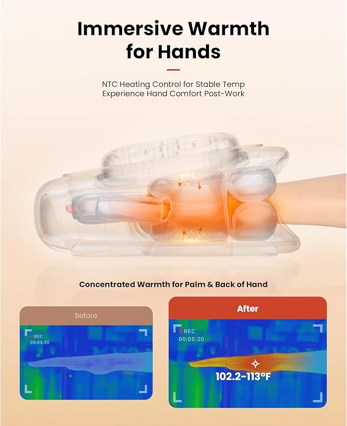 BOB AND BRAD Hand Massager with Heat and Compression, Individual Fingers, FSA-HSA Eligible, Cordless Portable HandSpa Pro Hand Massager for Arthritis and Carpal Tunnel, Pain Relief, Christmas Gift