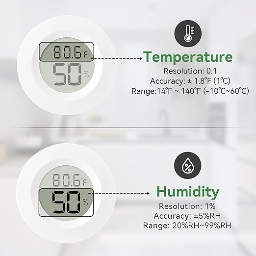 Atogou 3-Pack Mini Hygrometer & Thermometer, Indoor Digital Humidity Meter | ℉/℃, Outdoor Gauge Temperature for Home, Office, Reptile, Car, Greenhouse, Lab, Terrarium, Cellar.. A01 White