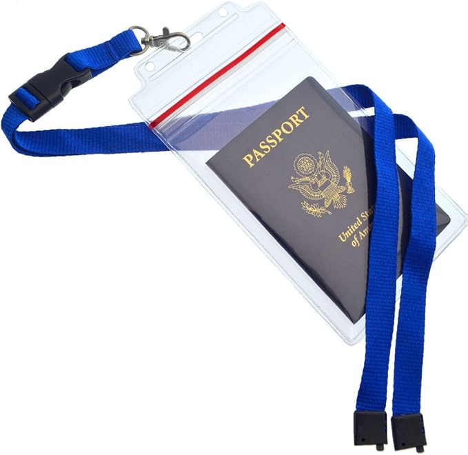 Bulk 20 Pack - Heavy Duty Water and Tear Resistant Passport Holders with Lanyard - 4X6 Insert is ideal for Cruise and Beach Vacation Documents (Royal Blue)