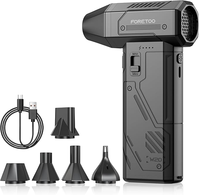 Compressed Air Duster,130000RPM Electric Air Duster Brushless Motor with Adjustable Stepless Speed, Fast Charging Rechargeable Cordless Air Blower for PC,Car,Keyboard,Pet,Home & Outdoor