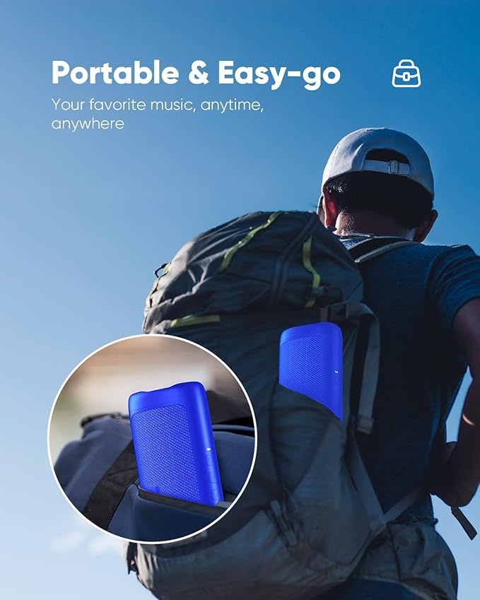 Bluetooth Speaker with HD Sound, Portable Wireless, IPX5 Waterproof, Up to 20H Playtime, TWS Pairing, BT5.3, for Home/Party/Outdoor/Beach, Electronic Gadgets, Birthday Gift (Blue)