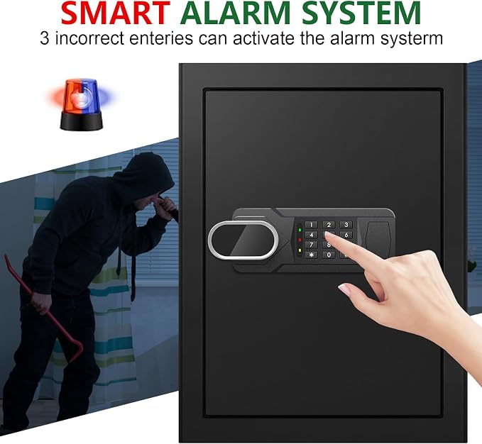 3.4 Cuft Large Home Safes Water and Fireproof with Digital Keypad & Key Lock, Security Safes for Home with DIY Removable Shelf, Anti-Pry Safe Box for Money Documents Jewelry, 19.69"H x13.78"W x 12.2"D