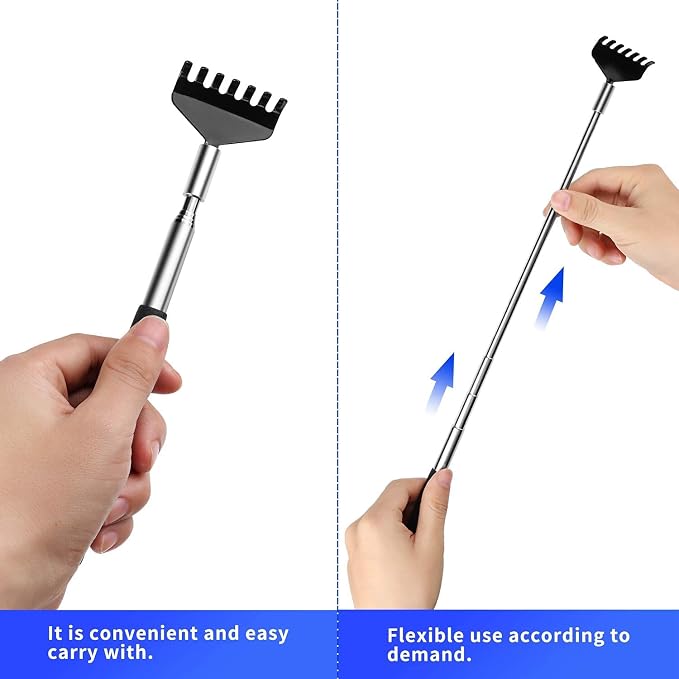 2 Pack Extendable Back Scratcher, Stainless Steel Telescoping Scratcher | Portable Back Scratcher Telescoping Back Scratcher with Beautiful Present Packaging