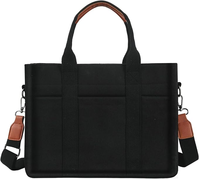 FIORETTO Canvas Tote Bag for Women with Zipper Closure & Individual Compartments for Work College for Teacher & Nurse