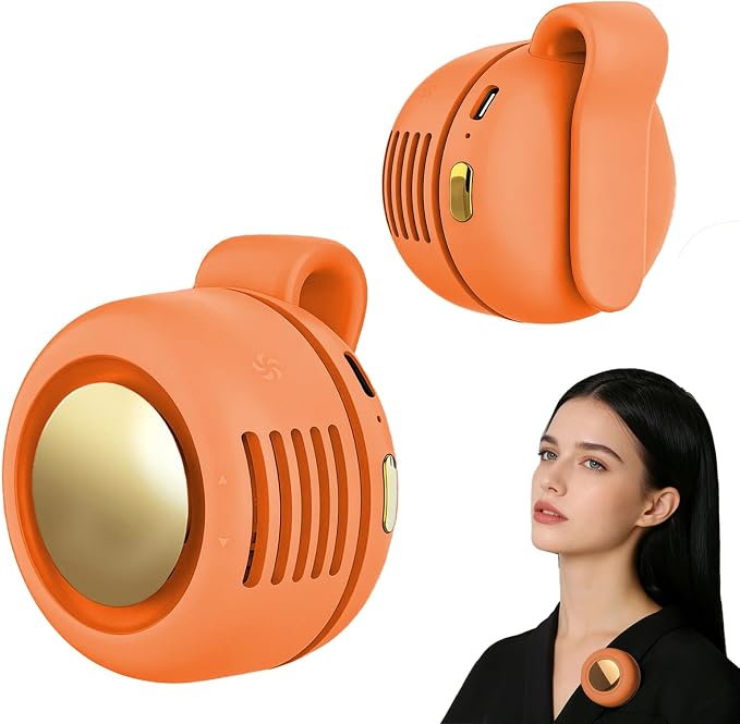 Portable Fan,2-in-1 Waist Clip On Bladeless, Ultra-Quiet Mini Personal Neck Fan 3 Speeds with 360°Adjustable Clip USB Rechargeable for Hiking,Office & Outdoor