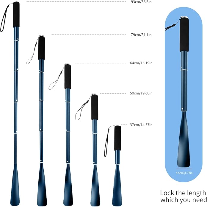 JJDPARTS Shoe Horn Long Handle,14.5"-37" Retractable Shoe Horn,Aluminum Shoe Horn For Men Women Kids Seniors
