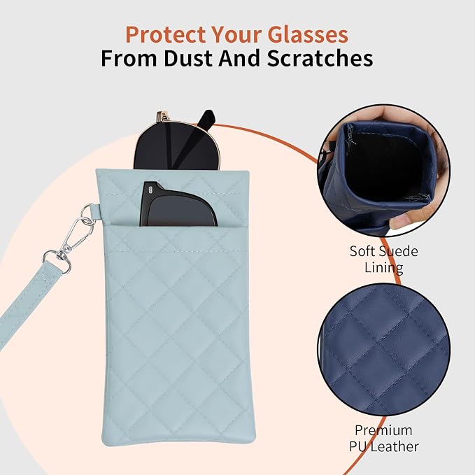 Double Eyeglass Case Soft Dual Glasses Case for Women Men Travel Squeeze Top Sunglasses Cases Eyeglasses Pouch