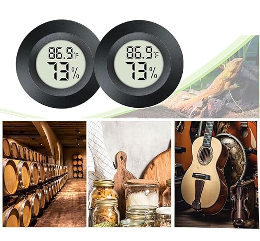 JEDEW 6 Pack Hygrometer Thermometer Digital Humidity Meter Indoor/Outdoor Humidity Monitor Reptile Thermometer for Greenhouse Humidors Terrarium Jars ℉/ ℃(6)
