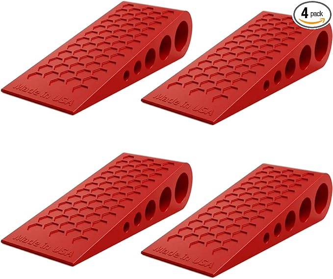 Door Stoppers for Bottom of Door Premium Floor Rubber Door Stop Wedge Made in USA Heavy Duty Honeycomb Design for Carpet, Tile, Ideal for Home, School, Commercial,Red 4 Pack