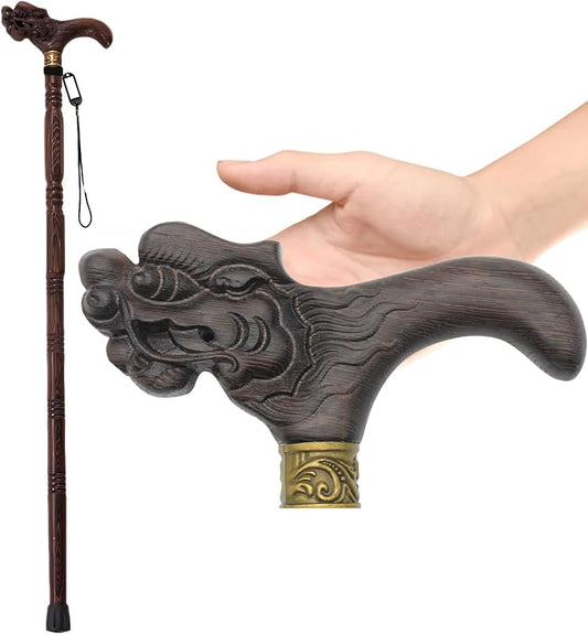 Wooden Walking Canes for Men and Women, Natural Rosewood Walking Sticks for Senior Support, Up to 500 Lbs Walking Stick, Heavy-Duty Walking Cane for Men, Suitable for Gift