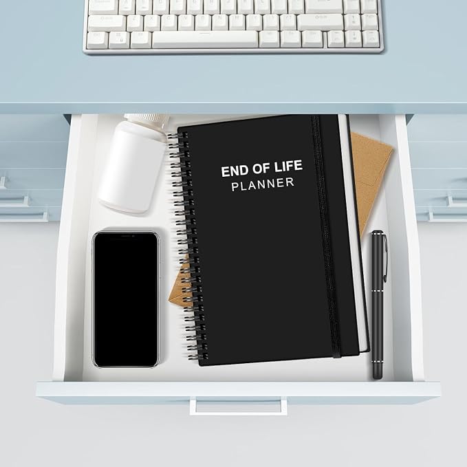End of Life Planner – Final Arrangements Organizer for Beneficiary, Will Preparation, Last Wishes & Funeral Planning, 5.8" x 8.5", Black