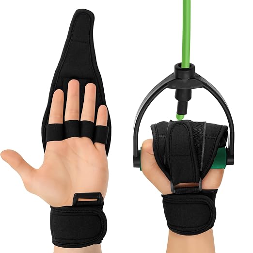 Stroke Hand Rehabilitation Glove, Finger Splint for Anti-Spasticity Training to Aid Hemiplegia and Grip Weakness in Elderly Patients (Black)