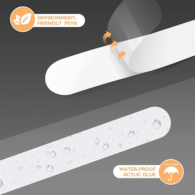Non Slip Bathtub Stickers, 24 PCS Shower Stickers for Safety Bathroom Tubs, Bathtub Non Slip Stickers and Adhesive Decals Scraper for Bath Tub, Shower Floor, Stairs, Ladders(White)