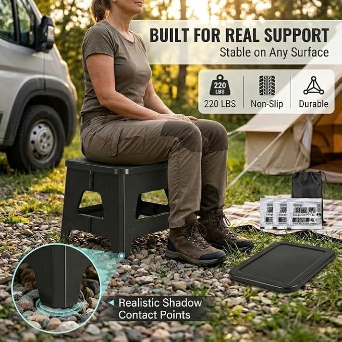 Camping Portable Toilet for Travel Adults Collapsible Foldable Potties with Lid Liner Outdoor Travel Toilet Boat Emergency Must Have Personal Care Products for Adult Kid Dry Multifunctional