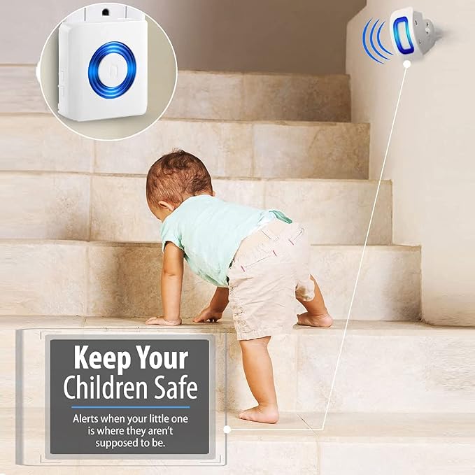 Wireless Indoor Motion Sensor Alarm, Bed Alarm and Fall Prevention for Elderly / Dementia Patients /Kids (2 Motion Detector +1 Receiver)