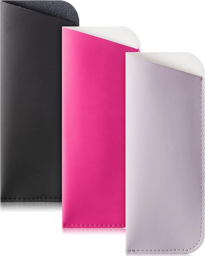 TRIUMPH VISION 3 Pack Reading Glasses Pouch Soft Case Eyeglass Sleeve Slim | Alternative to Bulky Case in bag, Lightweight Lined Padded Protect Optical lens Slip in, Cute Pattern Portable for Daily Use