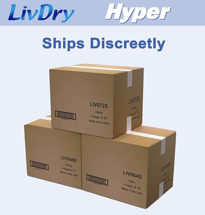 LivDry High Absorbency Pad Insert for Incontinence Briefs and Adult Diapers, Women and Men, Hyper 2000 (80 Count)