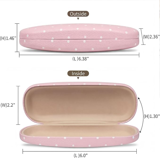 Glasses Case Hard Shell, Cute Sunglasses Case for Women Leather Protective Case for Eyeglass with Cleaning Cloth