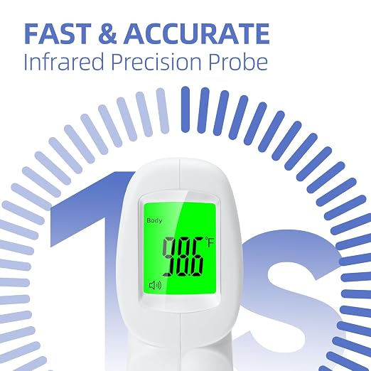 Berrcom Digital Infrared Thermometer for Adults, Kids & Babies | non-contact infrared forehead thermometer, fever check for home use, fast accurate reading, ideal for all ages