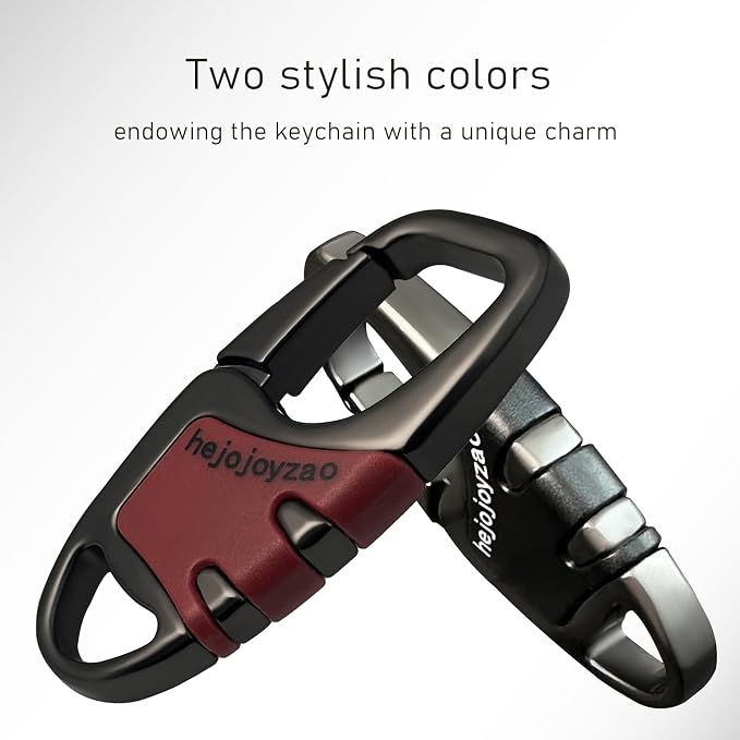 Keychain Carabiner Clip,Heavy Duty Belt Loop Car Key Ring Holder | Durable metal build, mens EDC accessory, 4 key rings, secure locking D-ring, fits belt loops, holds home, car key fobs