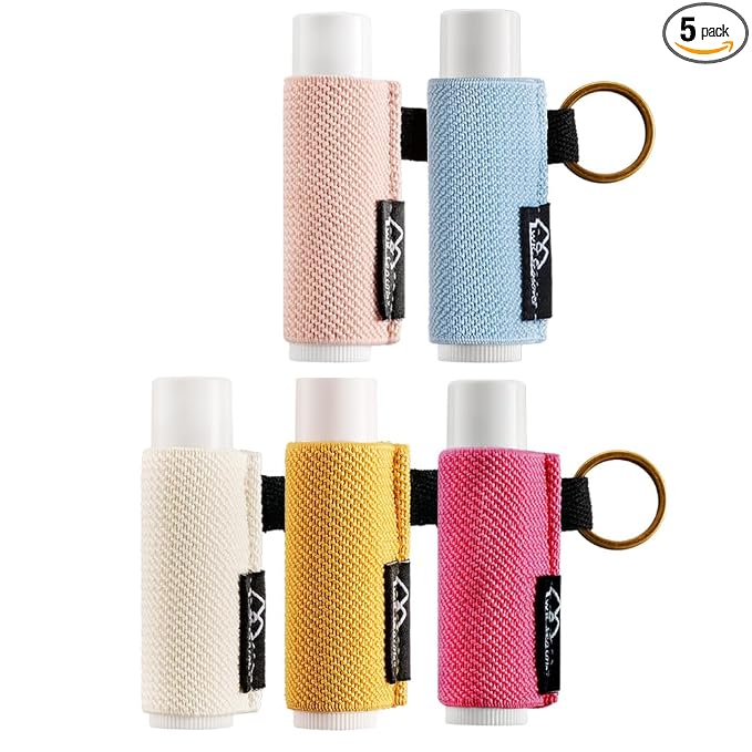 WK IEASON - Lip Balm Holder Keychain Clip On Lipstick Sleeve Chapstick Sleeve Holder Keychain Pack of 5