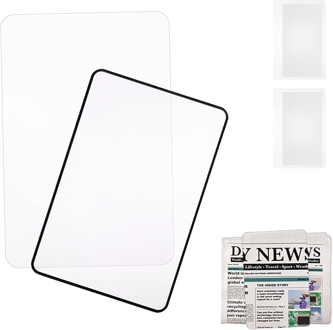 4 Pcs Page Magnifying Sheet 3X Clear Lightweight Magnifier Flat Plastic Optical Fresnel Lens Handy Card Size Magnifier Bookmark for Seniors Reading Small Prints People with Low Vision (L+M+2S)