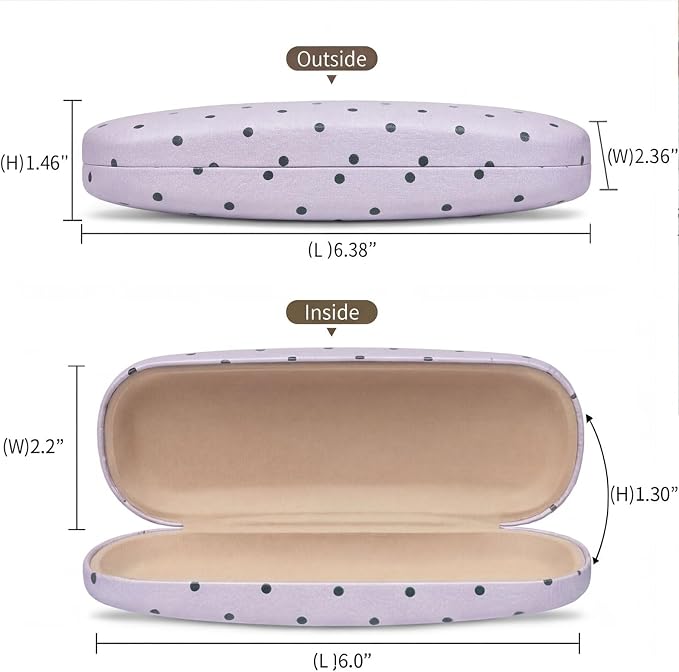 Glasses Case Hard Shell, Cute Sunglasses Case for Women Leather Protective Case for Eyeglass with Cleaning Cloth