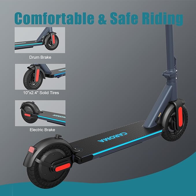 Caroma Electric Scooter with Seat Option,500/350W Motor Up to 25/20 Miles Range & 25/20 MPH Speed,9" Tires,Adjustable Electric Scooter for Adults,Foldable Commuting