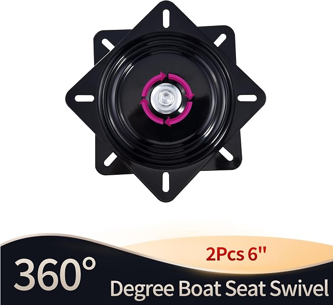 2Pcs 360-Degree Boat Seat Swivel, Flat Boat Pedestal Base, Heavy Duty Marine Boat Seat Mount Replacement, Black
