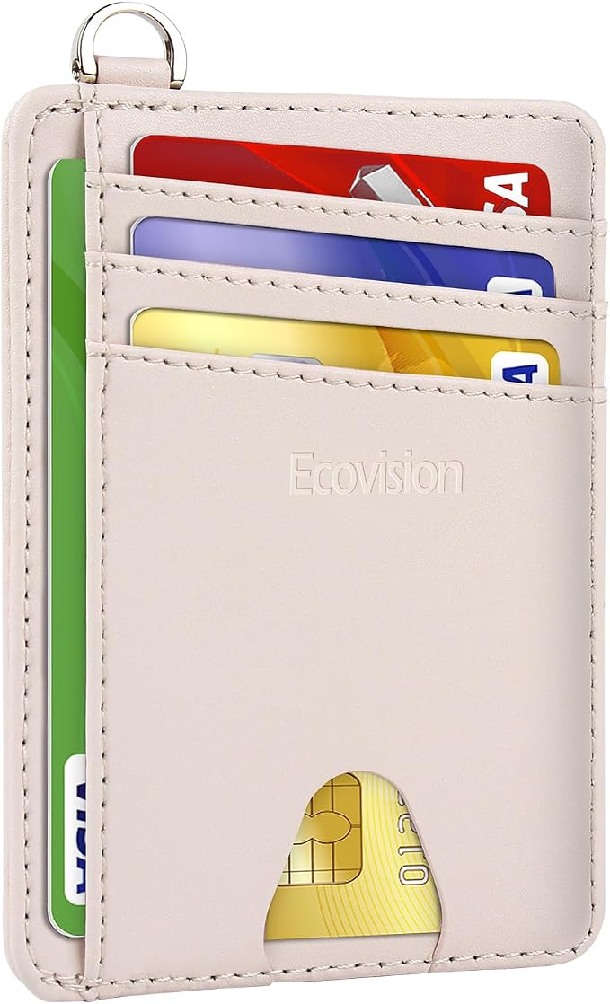Slim Minimalist Front Pocket Wallet, RFID Blocking Credit Card Holder Wallet with Detachable D-Shackle for Men Women