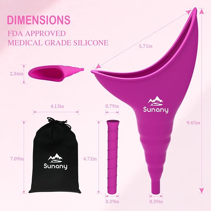 Female Urination Device, Reusable Female Urinal Silicone Women Pee Funnel | Women to Pee Standing Up, The Perfect Companion for Camping,Travel travel outdoor, folds compact, easy rinse