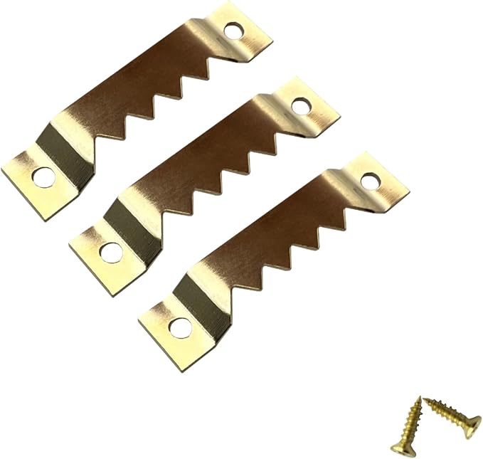 50 Pack Large Heavy Sawtooth Picture Hangers Steel Picture Hangers with Screws Picture Hang Solutions, for Hanging Clock Paintings Artwork Picture Frame Hook Photos (Gold，Supports 50 lbs)
