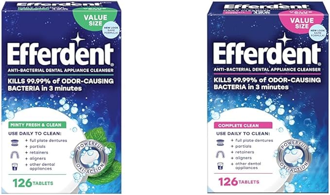 Efferdent Retainer Cleaning Tablets, Denture Cleaning Tablets for Dental Appliances & Retainer Cleaning Tablets, Denture Cleanser Tablets for Dental Appliances, Complete