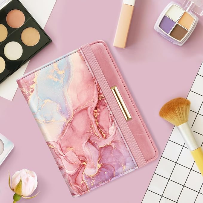 Coco Rossi Passport Holder for Travel Women Slim RFID Passport Cover Wallet | Travel Essentials, Passport Book Holders, Passport Wallet Cover Case, PU Leather, Cute, Thin, Spliced Design, Pink Marble