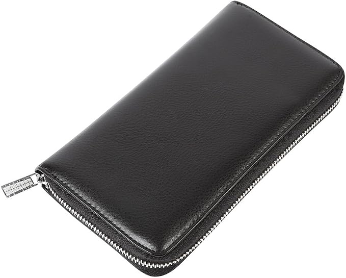 Women 36 Slots RFID Blocking Card Holder Large Long Leather Zipper Organizer Accordion Wallet,Black